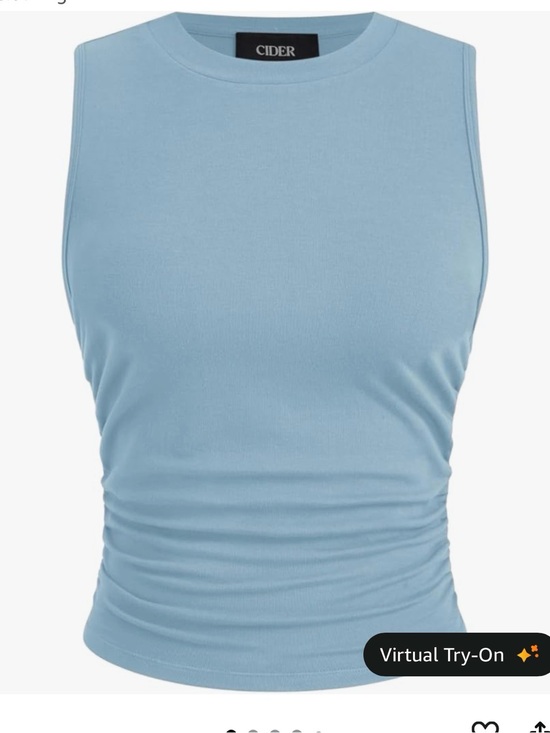 Cider Tops - 2 for $10 sale: Cider light blue high neck tank top with ruched sides - S